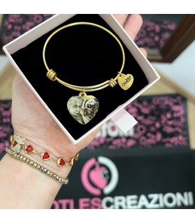 Bracciale Rigido con Incisione Personalizzata Foto e Nome Oro