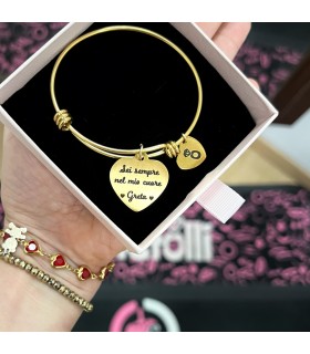 Bracciale Rigido con Incisione Personalizzata Foto e Nome Oro