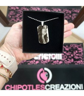 Collana Uomo Incisione Foto Personalizzata e Nome Medaglia Militare